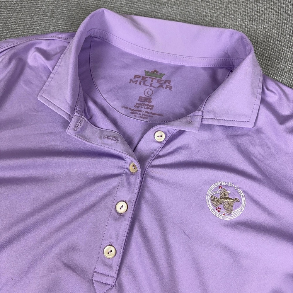 Peter Millar Shirt Womens Large Purple Long Sleeve Collared Golf Polo E4 UPF 50+